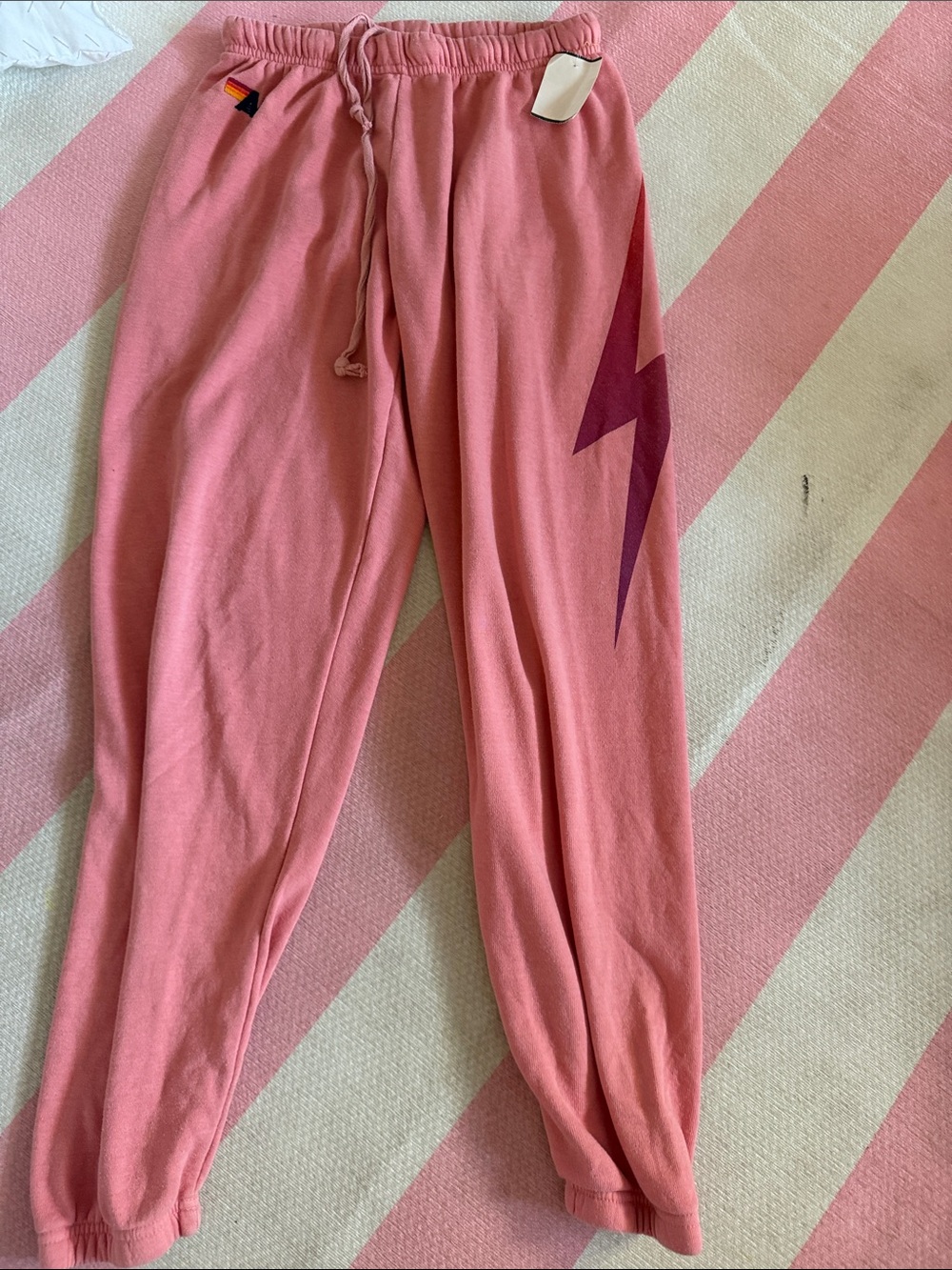 Women's Pink Lightning Joggers - Aviator Nation with Bolt on leg